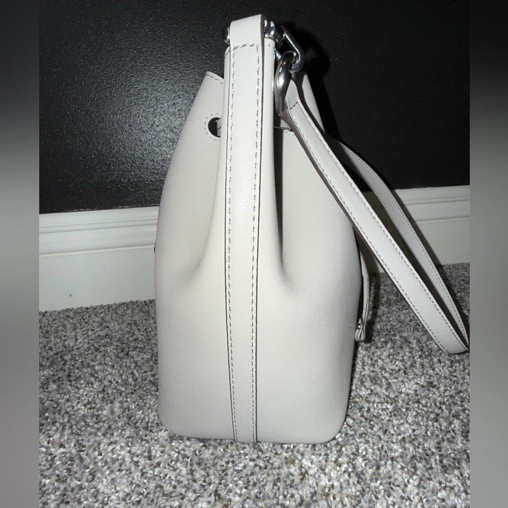 Michael Kors gray drawstring bucket bag with shoulder strap